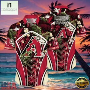MLB Arizona Diamondbacks Flower Tropical Aloha Hawaiian Button Down Shirt