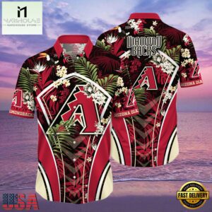 MLB Arizona Diamondbacks Flower Tropical Aloha Hawaiian Button Down Shirt