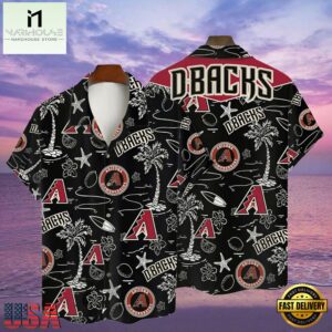 MLB Arizona Diamondbacks Tropical Palms Black Aloha Hawaiian Shirt