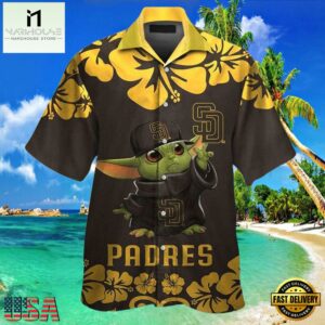 MLB Baby Yoda Hibicus San Diego Padres Aloha Hawaiian Shirt, Padres Gifts for Fan , Hot Summer Aloha Shirts 7 MLB Baby Yoda Hibicus San Diego Padres Aloha Hawaiian Shirt, Padres Gifts for Fan