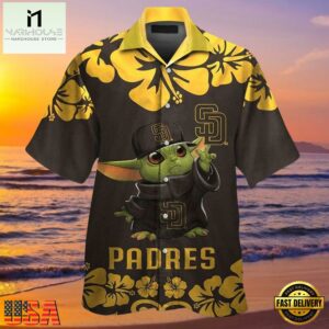 MLB Baby Yoda Hibicus San Diego Padres Aloha Hawaiian Shirt, Padres Gifts for Fan , Hot Summer Aloha Shirts 6 MLB Baby Yoda Hibicus San Diego Padres Aloha Hawaiian Shirt, Padres Gifts for Fan