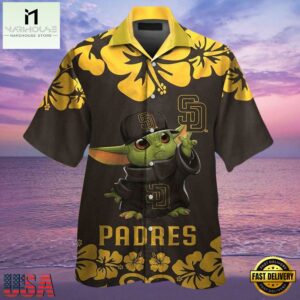 MLB Baby Yoda Hibicus San Diego Padres Aloha Hawaiian Shirt, Padres Gifts for Fan