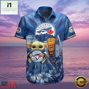 MLB Baby Yoda Toronto Blue Jays Aloha Hawaiian Shirt, Surfboard Tiki Tropical Flower Gifts for Fan