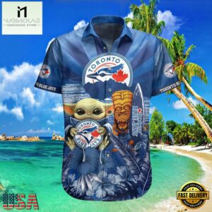 MLB Baby Yoda Toronto Blue Jays Aloha Hawaiian Shirt, Surfboard Tiki Tropical Flower Gifts for Fan , Hot Summer Aloha Shirts 7 MLB Baby Yoda Toronto Blue Jays Aloha Hawaiian Shirt, Surfboard Tiki Tropical Flower Gifts for Fan