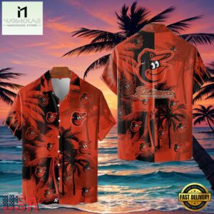 MLB Baltimore Orioles Tropical Palm Trees Aloha Hawaiian Shirt