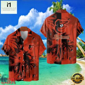 MLB Baltimore Orioles Tropical Palm Trees Aloha Hawaiian Shirt , Hot Summer Aloha Shirts 7 MLB Baltimore Orioles Tropical Palm Trees Aloha Hawaiian Shirt