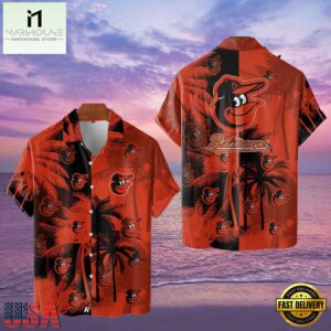 MLB Baltimore Orioles Tropical Palm Trees Aloha Hawaiian Shirt