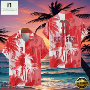 MLB Boston Red Sox Tropical Palm Trees Aloha Hawaiian Shirt