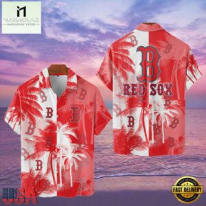 MLB Boston Red Sox Tropical Palm Trees Aloha Hawaiian Shirt