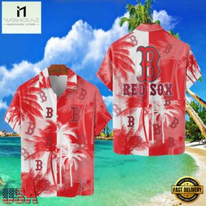 MLB Boston Red Sox Tropical Palm Trees Aloha Hawaiian Shirt