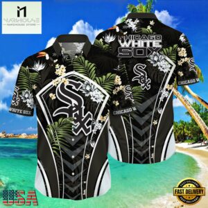 MLB Chicago White Sox Flower Tropical Aloha Hawaiian Button Down Shirt