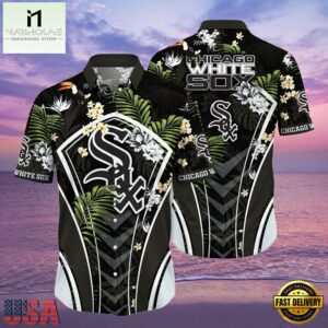 MLB Chicago White Sox Flower Tropical Aloha Hawaiian Button Down Shirt