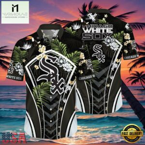 MLB Chicago White Sox Flower Tropical Aloha Hawaiian Button Down Shirt