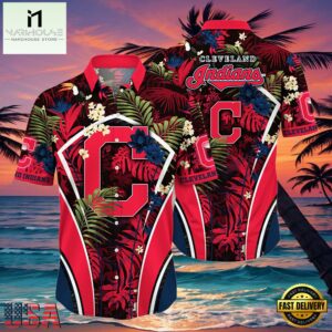 MLB Cleveland Indians Flower Tropical Hot Summer Hawaiian Button Down Shirt , Vintage Hawaiian Shirts For Mens 7 MLB Cleveland Indians Flower Tropical Hot Summer Hawaiian Button Down Shirt