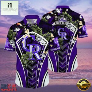 MLB Colorado Rockies Flower Tropical Hot Summer Hawaiian Button Down Shirt