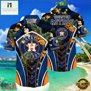 MLB Houston Astros Flower Tropical Hot Summer Hawaiian Button Down Shirt