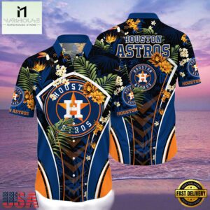 MLB Houston Astros Flower Tropical Hot Summer Hawaiian Button Down Shirt