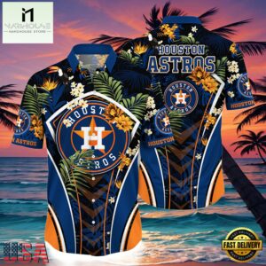 MLB Houston Astros Flower Tropical Hot Summer Hawaiian Button Down Shirt