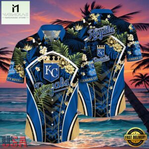 MLB Kansas City Royals Flower Tropical Hot Summer Hawaiian Button Down Shirt , Vintage Hawaiian Shirts For Mens 7 MLB Kansas City Royals Flower Tropical Hot Summer Hawaiian Button Down Shirt