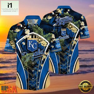 MLB Kansas City Royals Flower Tropical Hot Summer Hawaiian Button Down Shirt , Vintage Hawaiian Shirts For Mens 6 MLB Kansas City Royals Flower Tropical Hot Summer Hawaiian Button Down Shirt