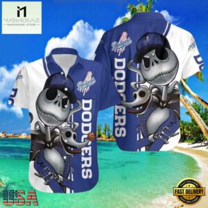 MLB LA Dodgers With Jack Skellington And Zero Graphic Aloha Hawaiian Shirt.jpg 1Group