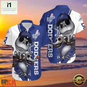 MLB LA Dodgers With Jack Skellington And Zero Graphic Aloha Hawaiian Shirt.jpg 1Group