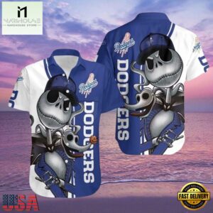MLB LA Dodgers With Jack Skellington And Zero Graphic Aloha Hawaiian Shirt.jpg 1Group