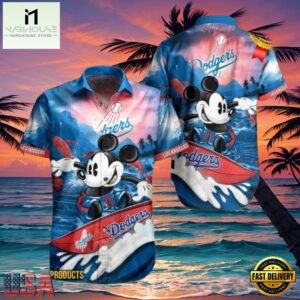 MLB LA Dodgers With Surfing Mickey Graphic Aloha Hawaiian Shirt.jpg 1Group