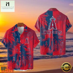 MLB Los Angeles Angels Tropical Palm Trees Hot Summer Hawaiian Shirt , Vintage Hawaiian Shirts For Mens 6 MLB Los Angeles Angels Tropical Palm Trees Hot Summer Hawaiian Shirt