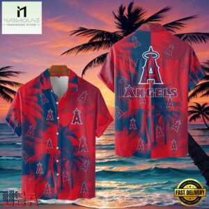 MLB Los Angeles Angels Tropical Palm Trees Hot Summer Hawaiian Shirt , Vintage Hawaiian Shirts For Mens 7 MLB Los Angeles Angels Tropical Palm Trees Hot Summer Hawaiian Shirt