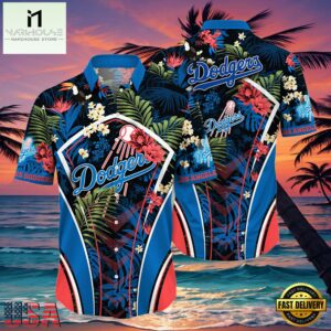 MLB Los Angeles Dodgers Flower Tropical Hot Summer Hawaiian Button Down Shirt , Vintage Hawaiian Shirts For Mens 7 MLB Los Angeles Dodgers Flower Tropical Hot Summer Hawaiian Button Down Shirt