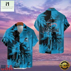MLB Miami Marlins Tropical Palm Trees Aloha Hawaiian Shirt