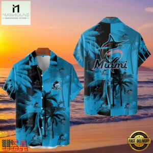 MLB Miami Marlins Tropical Palm Trees Aloha Hawaiian Shirt