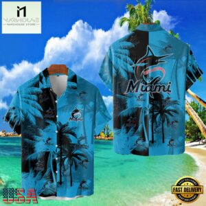 MLB Miami Marlins Tropical Palm Trees Aloha Hawaiian Shirt