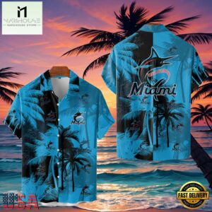 MLB Miami Marlins Tropical Palm Trees Aloha Hawaiian Shirt