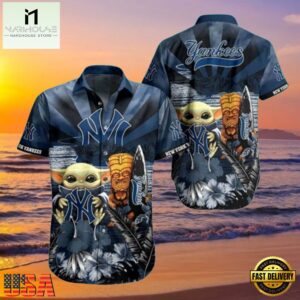 MLB New York Yankees Baby Yoda Tiki Mask Hot Summer Hawaiian Shirt