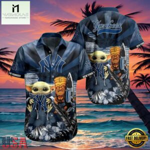MLB New York Yankees Baby Yoda Tiki Mask Hot Summer Hawaiian Shirt