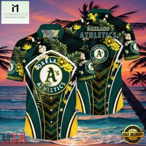 MLB Oakland Athletics Flower Tropical Hot Summer Hawaiian Button Down Shirt