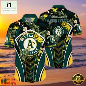 MLB Oakland Athletics Flower Tropical Hot Summer Hawaiian Button Down Shirt
