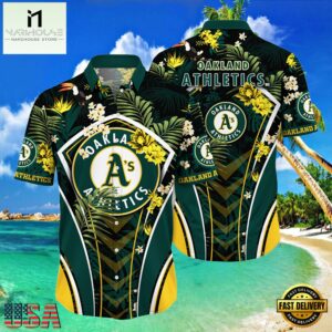 MLB Oakland Athletics Flower Tropical Hot Summer Hawaiian Button Down Shirt