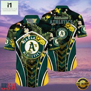 MLB Oakland Athletics Flower Tropical Hot Summer Hawaiian Button Down Shirt