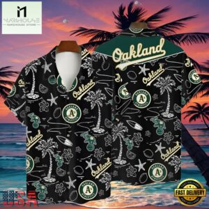 MLB Oakland Athletics Tropical Palms Black Style Hot Trending Hawaiian Shirt