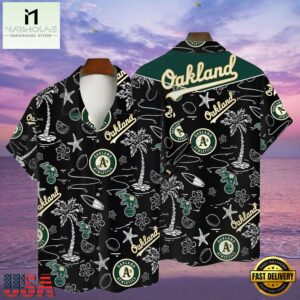 MLB Oakland Athletics Tropical Palms Black Style Hot Trending Hawaiian Shirt
