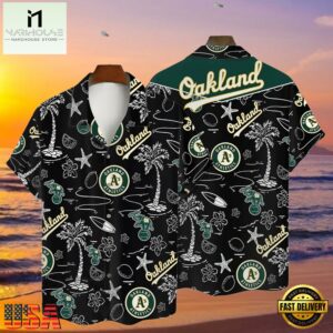 MLB Oakland Athletics Tropical Palms Black Style Hot Trending Hawaiian Shirt