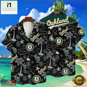 MLB Oakland Athletics Tropical Palms Black Style Hot Trending Hawaiian Shirt