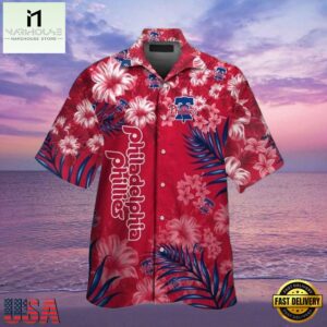 MLB Philadelphia Phillies Crimson Floral Fun Philadelphia Aloha Hawaiian Shirt.jpg 1Group