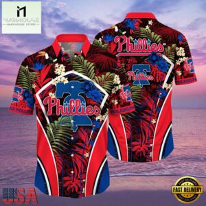 MLB Philadelphia Phillies Flower Tropical Style Hot Trending Hawaiian Button Down Shirt