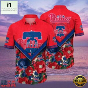 MLB Philadelphia Phillies Nautical Charm Red Floral Aloha Hawaiian Shirt.jpg 1Group