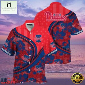 MLB Philadelphia Phillies Red Pinstripe Fanfare Tropical Aloha Hawaiian Shirt.jpg 1Group