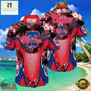 MLB Philadelphia Phillies Red Tropical Hibiscus Fan Aloha Hawaiian Shirt.jpg 1Group